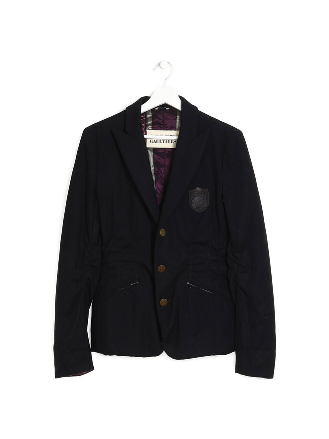 Gaultier² Veston en laine noir à revers en pointe