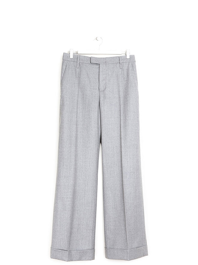 BRUNELLO CUCINELLI Pantalon en Laine Gris Plissé