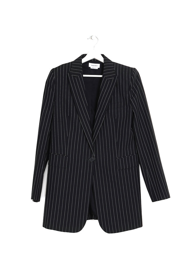 Alexander McQueen Striped Black Blazer