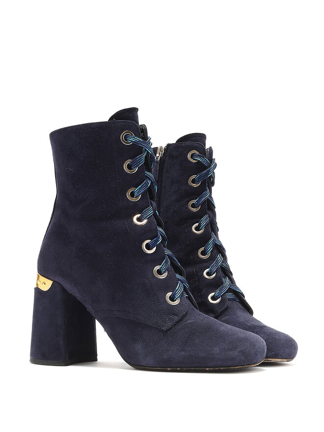 PRADA Bottes à Lacets en Suède Bleu