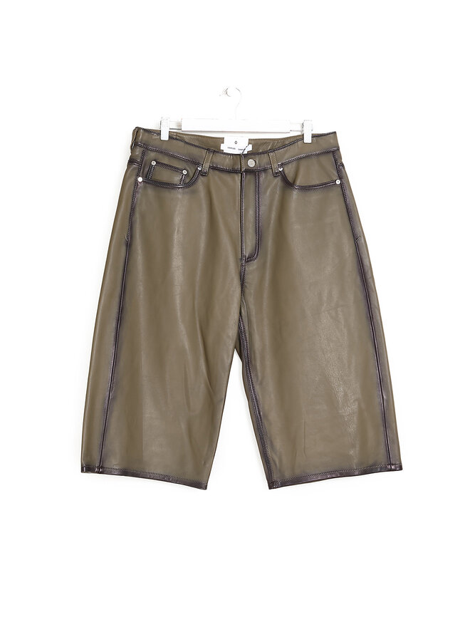 SAMSOE SAMSOE Shorts en cuir vert foncé