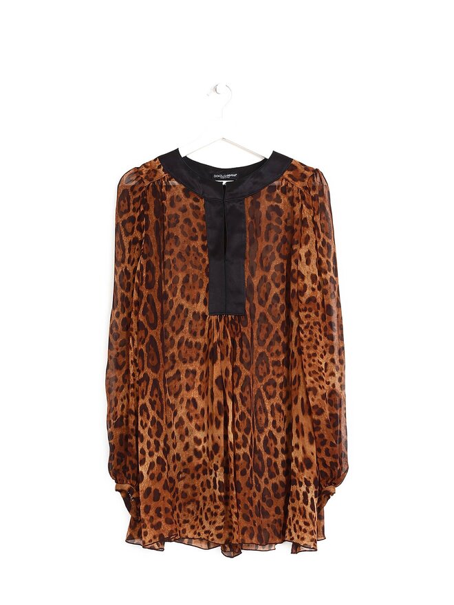 Dolce & Gabbana Leopard Print Sheer Blouse