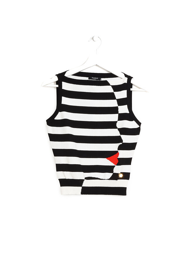BALMAIN Striped Sleeveless Top