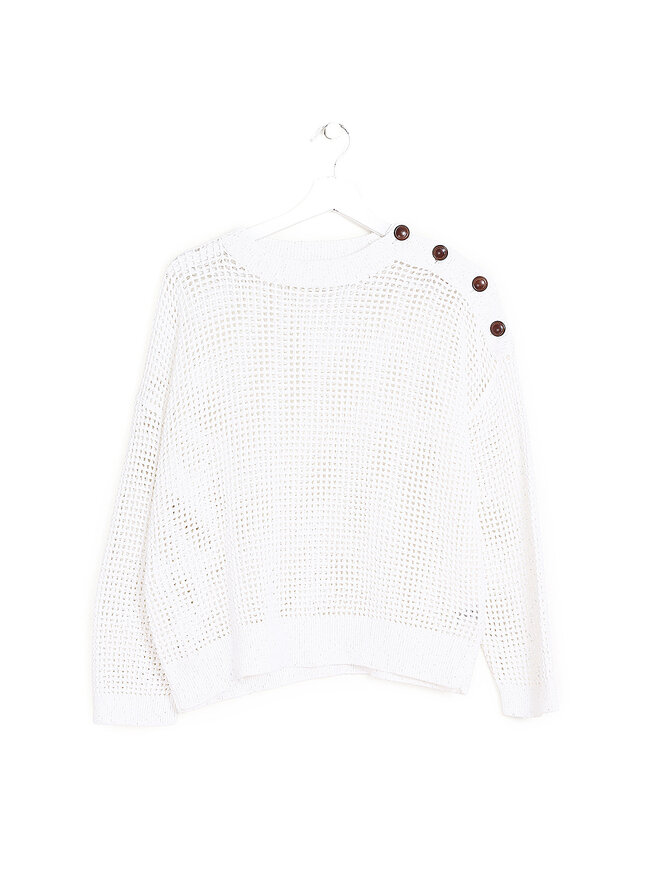 BRUNELLO CUCINELLI White Knit Cotton Sweater