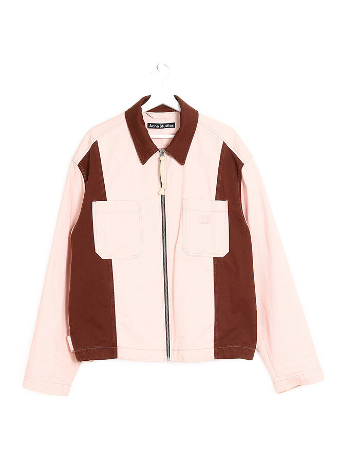 Acne Studios Workwear Jacket in Powder Pink and Dark Brown