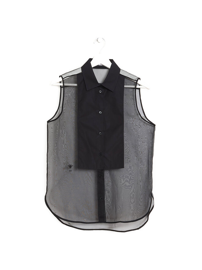 Christian Dior Blouse Sans Manches Semi-Transparente