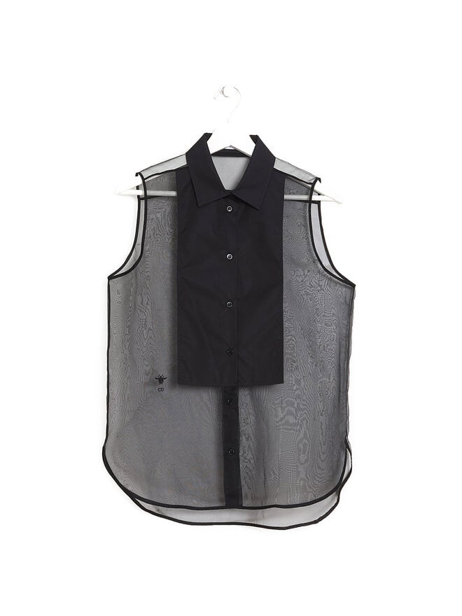 Christian Dior Sleeveless Semi-Sheer Blouse