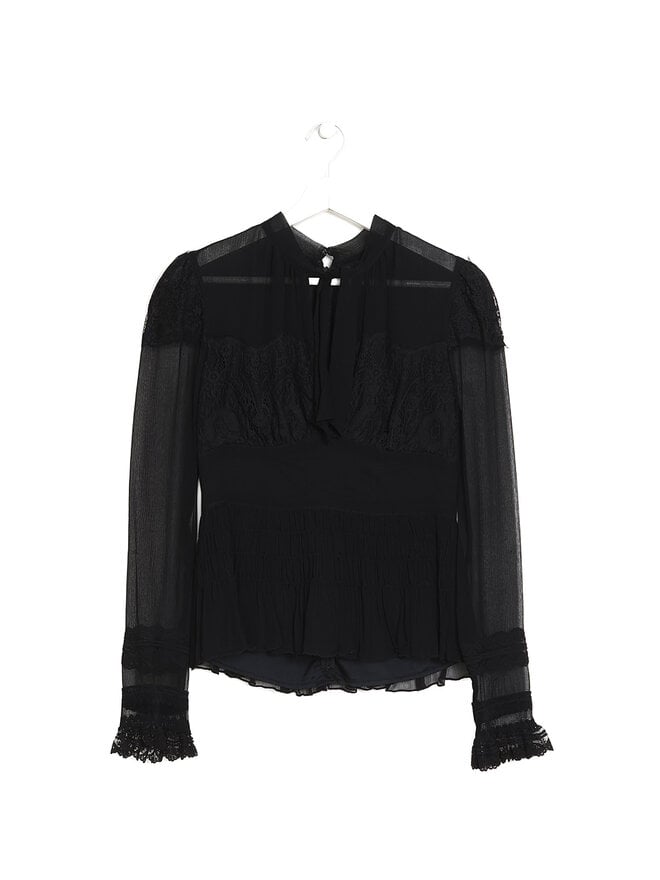ANNA SUI Semi-Sheer Lace Detail Blouse