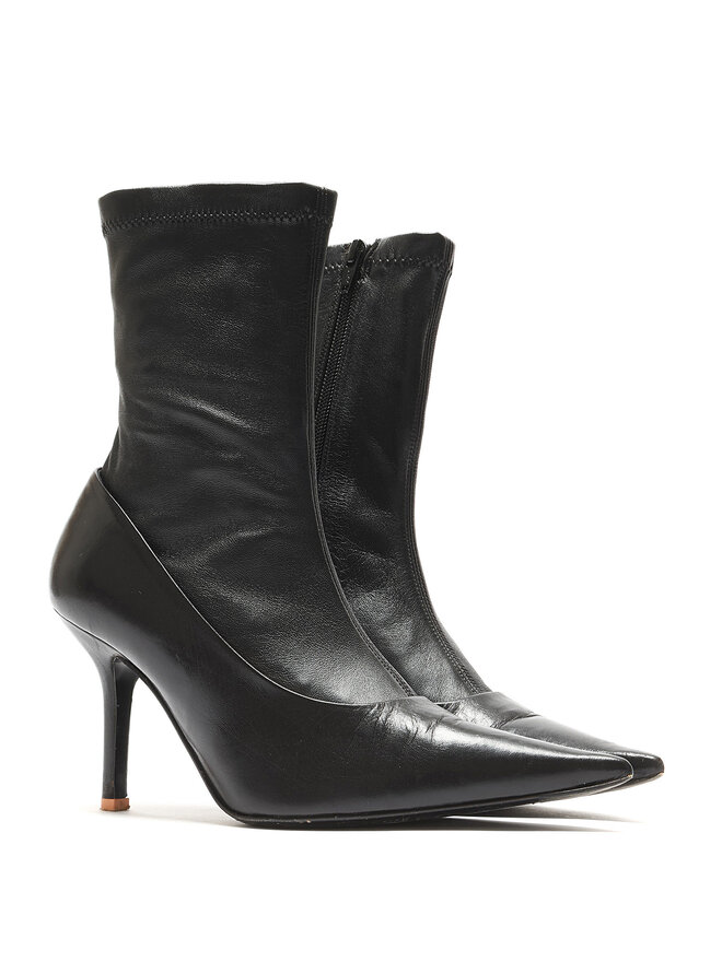 Acne Studios Pointed Toe Grained Leather Ankle Boots
