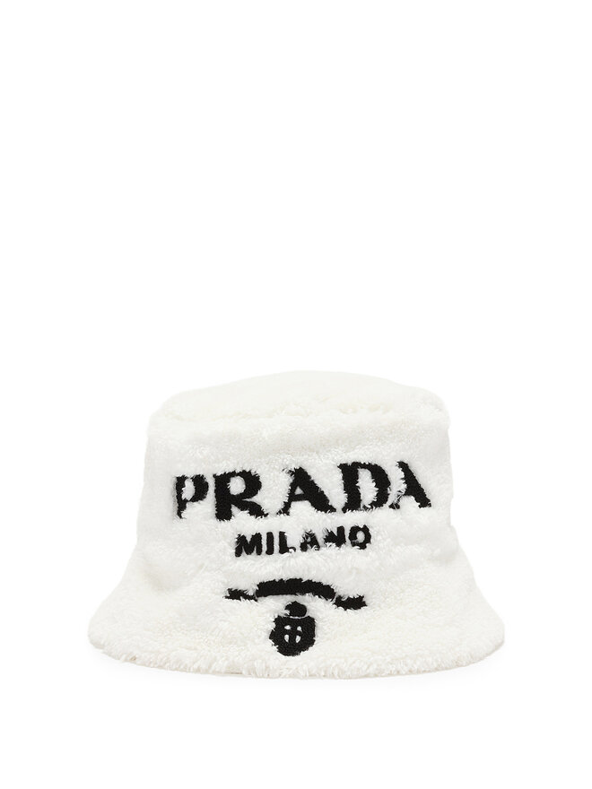 PRADA Embroidered Terry Cloth Bucket Hat