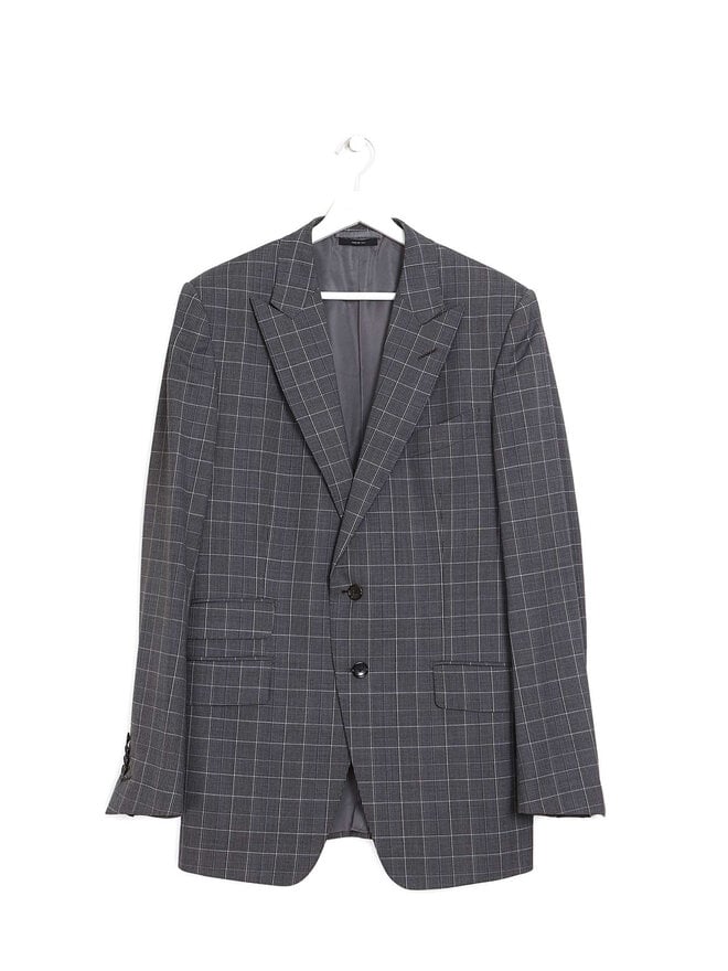 TOM FORD Shelton Gingham Overcheck Wool Two-Piece Suit