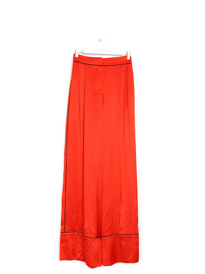 Alexander McQueen Pantalon en Soie Plissé à Bordure Noire