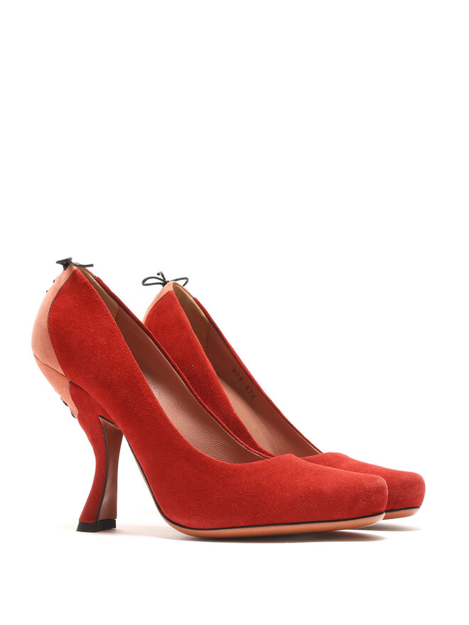 ALAÏA Two-Tone Lace-Up Suede Heels