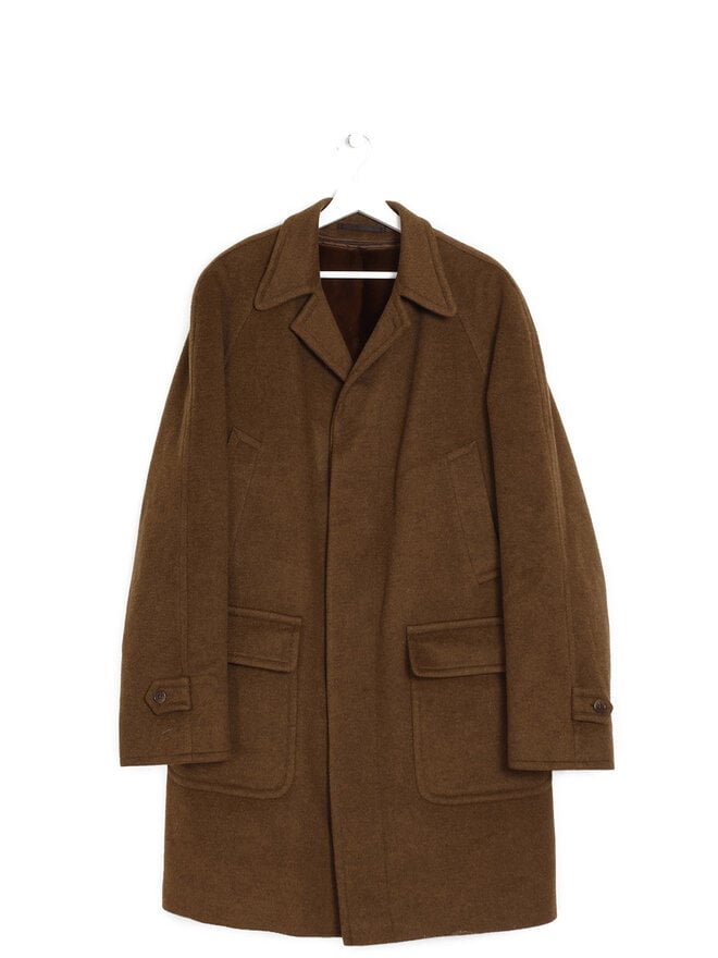 Kiton Brown Wool Coat with Fur Lining