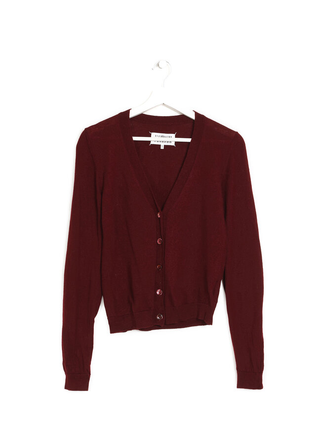 Maison Margiela Cardigan en laine bordeaux