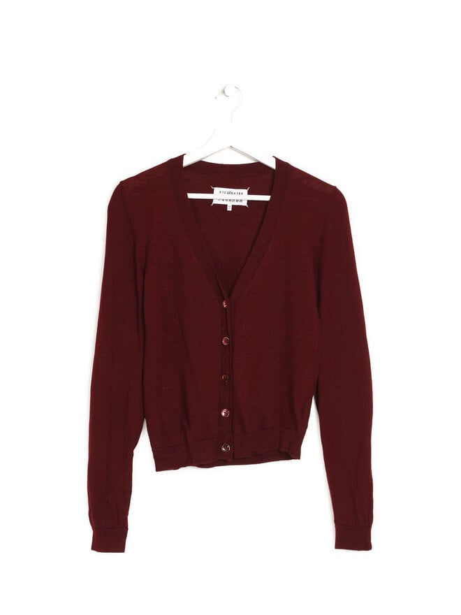 Maison Margiela Maroon Wool Cardigan