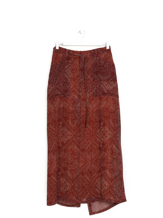 DRIES VAN NOTEN Jupe Midi en Soie à Motif Abstrait