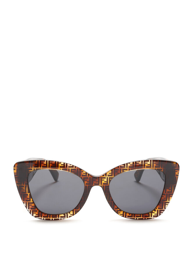 FENDI Lunettes de soleil écaille de tortue logo FF