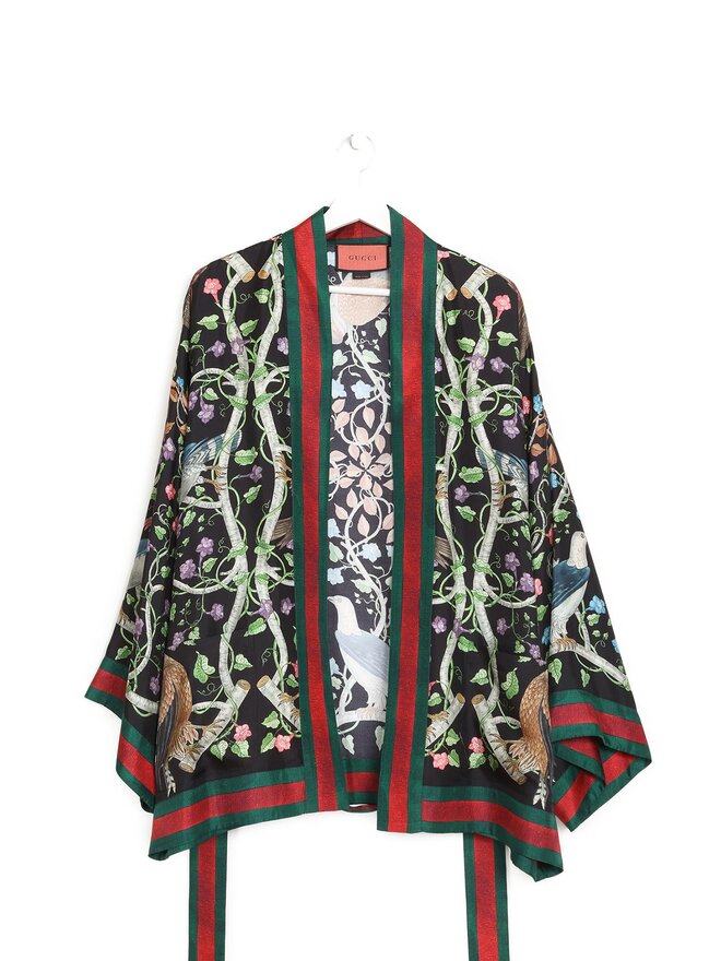 GUCCI Peignoir en Soie à Motif Floral