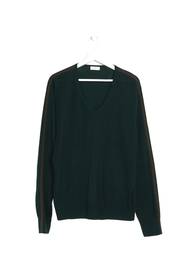 DRIES VAN NOTEN Pull en laine vert col en V