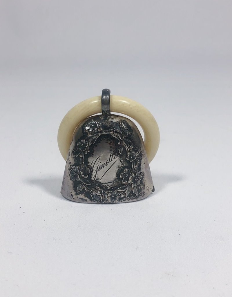 vintage metal baby rattle