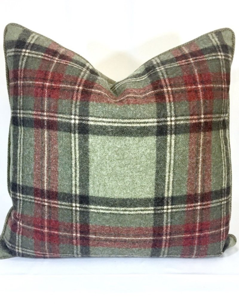 English English Wool Pillow - Green & Red Plaid