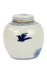 Blue & White Mini Jar Pheasant w/ Peony