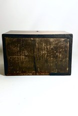 Vintage Walnut Wood Box w/ 2 Port Glasses