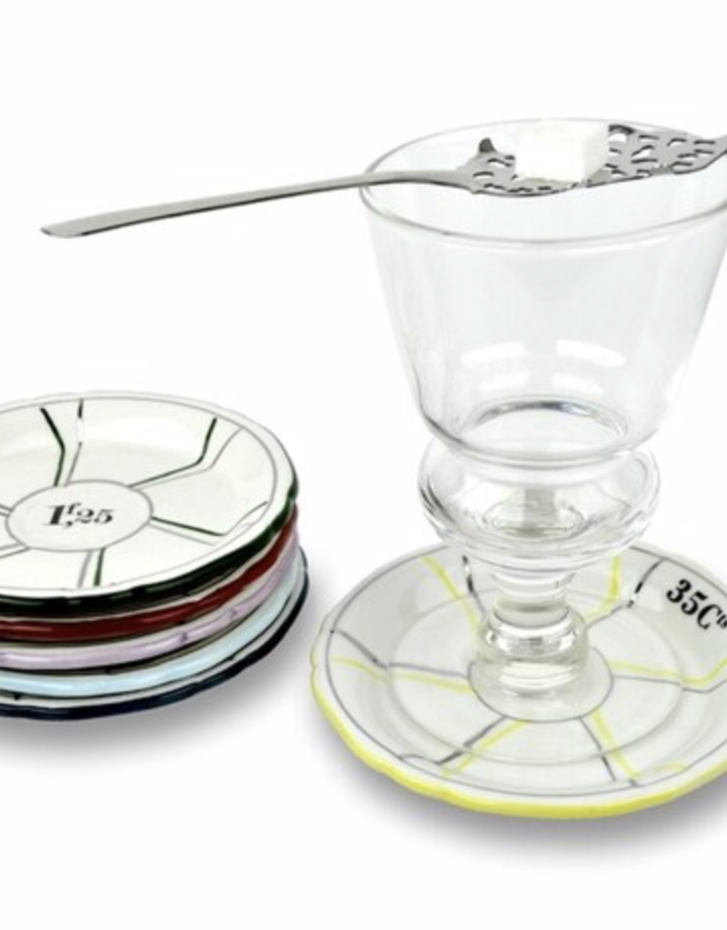 Bonnecaze Porcelain Absinthe Coaster or Saucer - Red & Silver