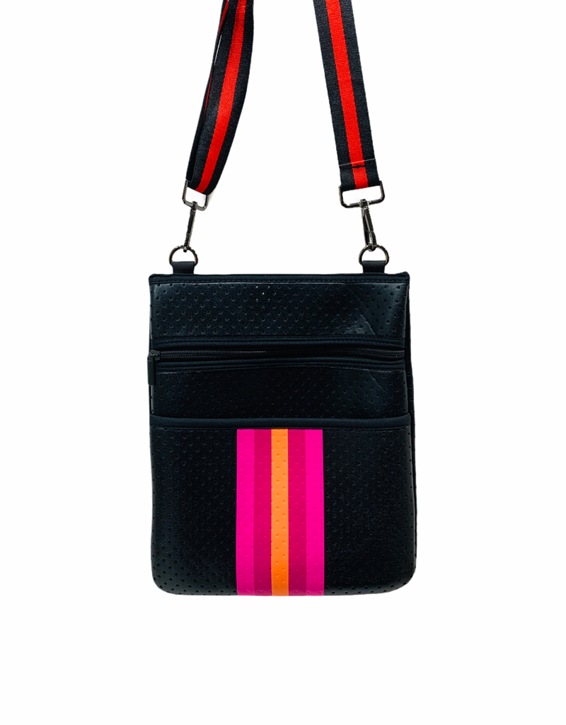 black neoprene crossbody bag