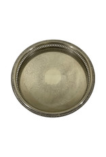 Vintage 11" Round Etched Silver Plated Tray