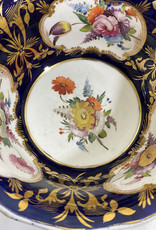 Vintage Blue Floral Bowl with Gold Detailing