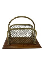 Vintage Brass Letter Catcher with Wood Base