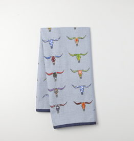 Created By Blue Cotton Longhorn Print Cotton Tea Towel