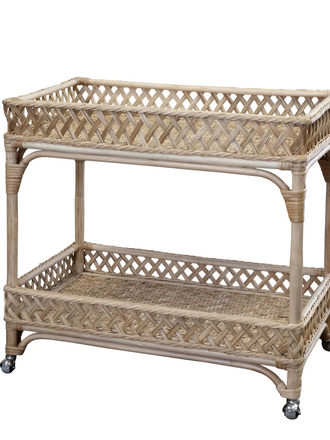 Woven Lattice Bar Cart with Protective Finish