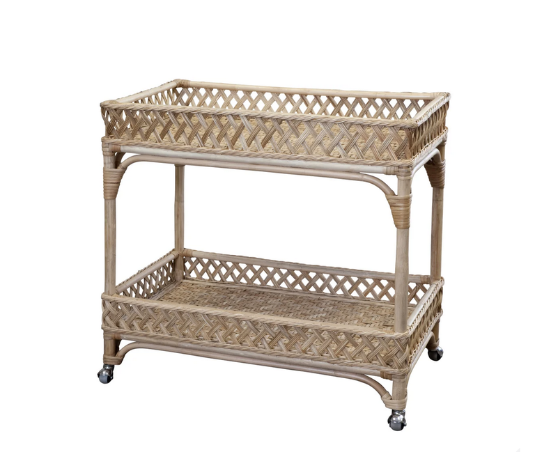 Woven Lattice Bar Cart with Protective Finish