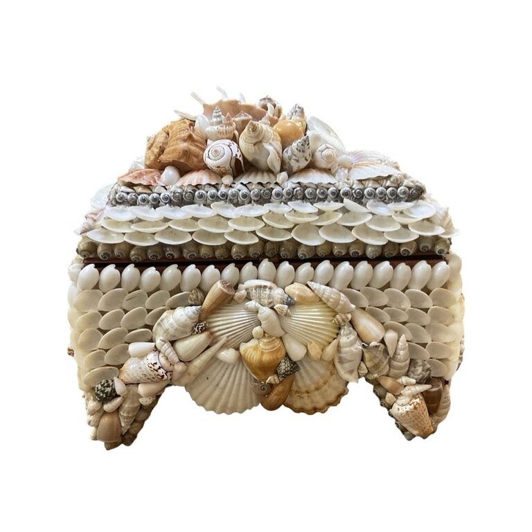 Large Natural & White Mixed Shell Footed Box