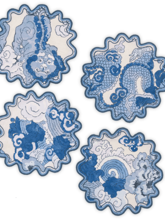 matouk Magic Mountain Round Cocktail Napkins (Porcelain Blue) - Set of 4 matouk Magic Mountain Round Cocktail Napkins (Porcelain Blue) - Set of 4