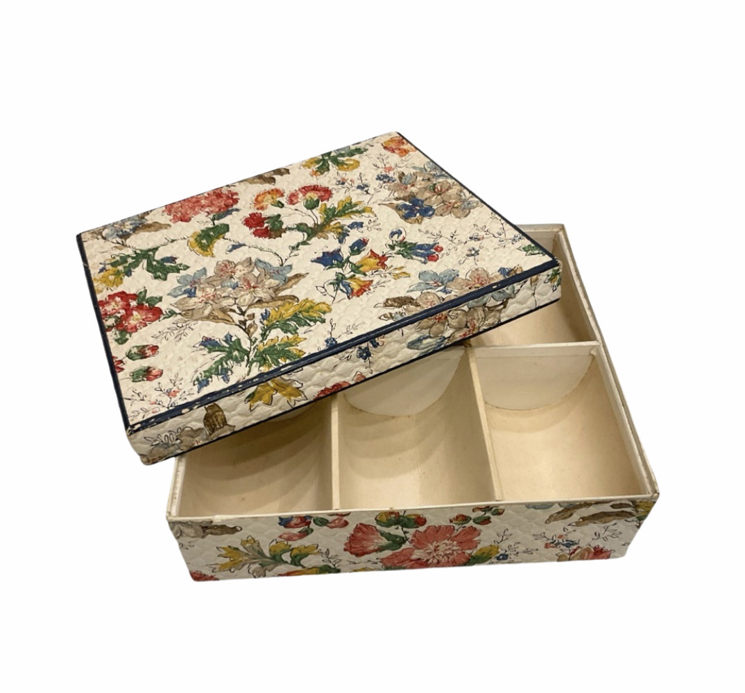 Vintage Paper Floral Lidded Box - James & Reid Home | Antiquities