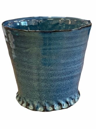 Blue Stoneware Cachepot