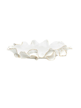 Coco Tray - Faux White Coral with Gold Metallic Edge, Small