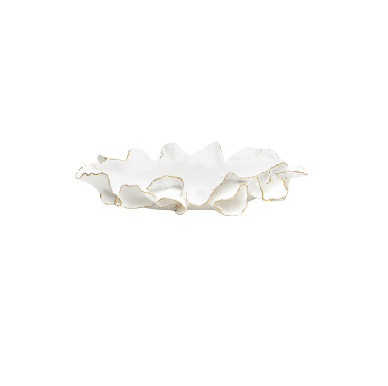 Coco Tray - Faux White Coral with Gold Metallic Edge, Small