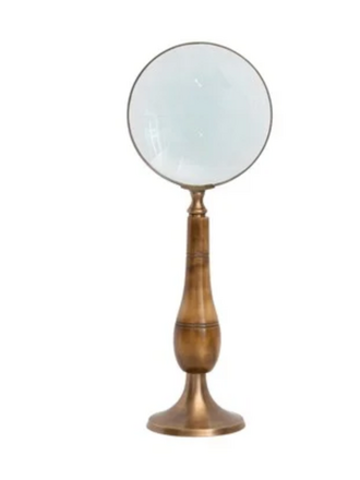 Brass and Bone Magnifying Glass on Stand