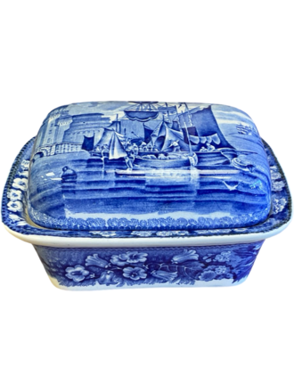 Wedgwood Blue and White Soap Dish with Strainer and Lid