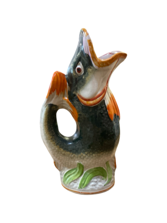Antique Figural Majolica Fish Jug