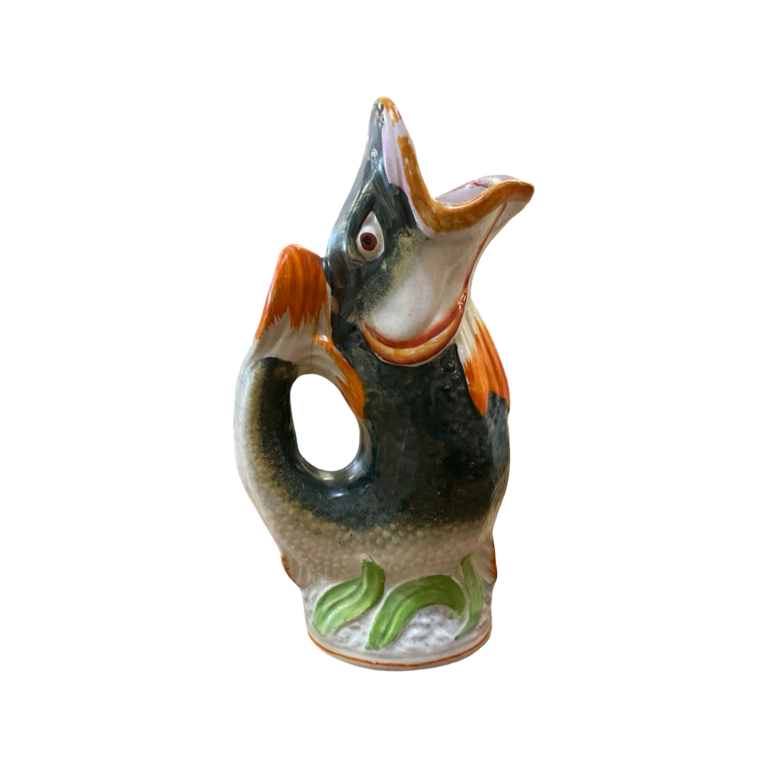 Antique Figural Majolica Fish Jug