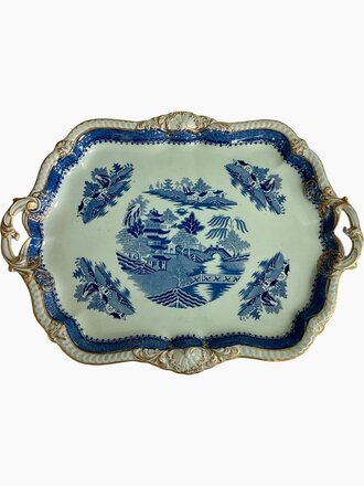 Antique Turquoise and Blue Willow Platter