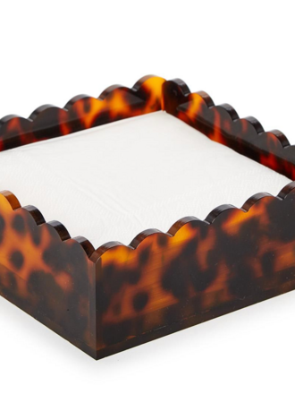 Tortoise Scalloped Acrylic Cocktail Napkin Holder