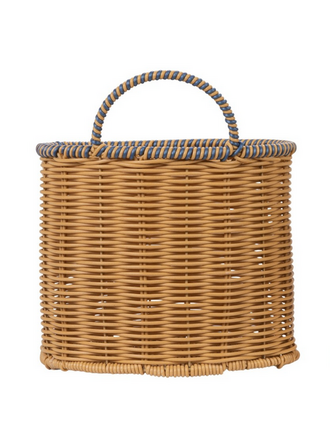 Woven Plastic Baskets with Blue Edge