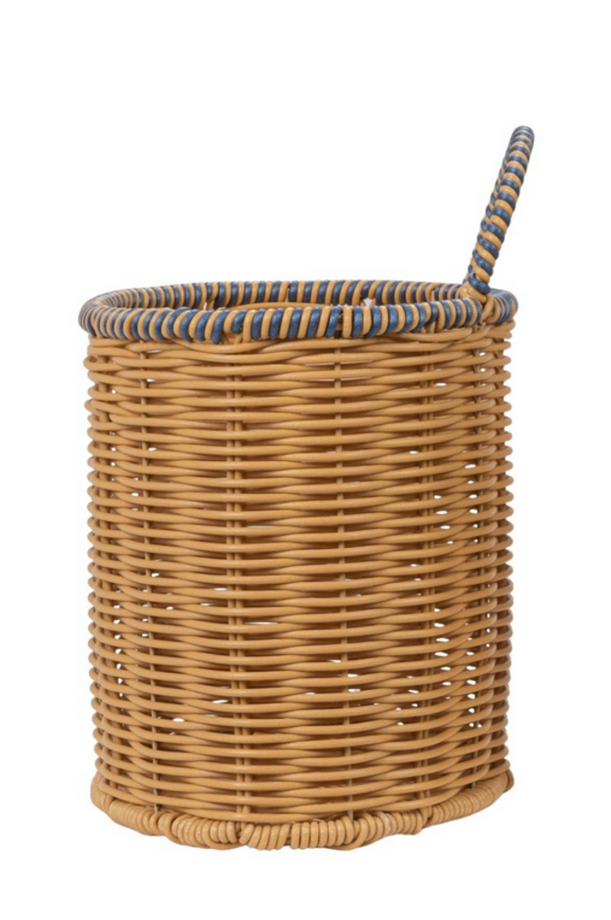 Woven Plastic Baskets with Blue Edge